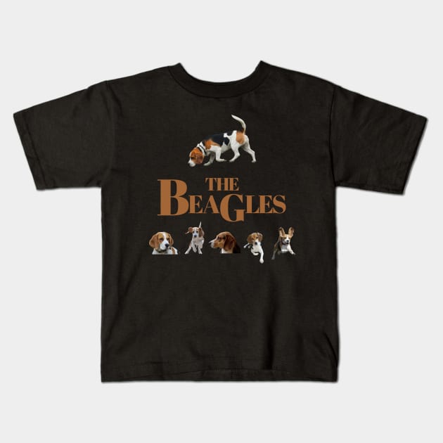 The Beagles - black background Kids T-Shirt by Tee's Tees